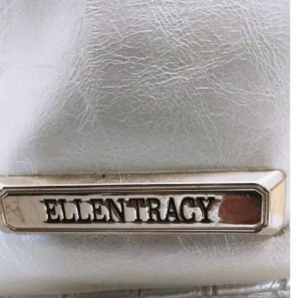 ELLEN TRACY SILVER METALLIC SHOULDER BAG WITH SILVER EMBELLISHMENTS - Picture 7 of 9